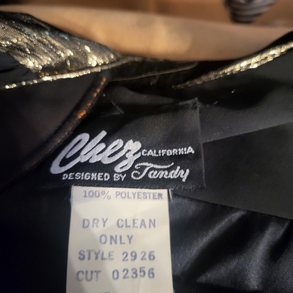 Vintage Chez 80's Black & Gold Dress - Picture 9 of 9